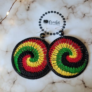 Crochet earrings, Craft, Art, Handmade jewelry, Colorful earrings, Rasta earrings,Jewelry, earrings, Crochet designs, Designs, Fashion