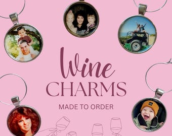 New and Improved!! Custom Photo Wine Charms, Wine Charms, Personalized Wine Charms, Bridesmaid Gift Set, Bachelorette Gift, Best Friend Gift