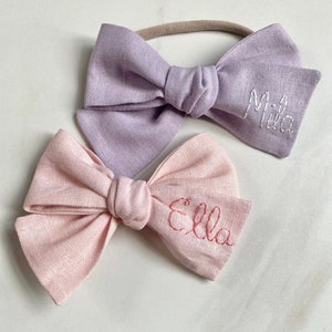 Customized Hand Embroidered Name Bow-Monogramed Bow- Personalized Bow-Personalized Name Bow