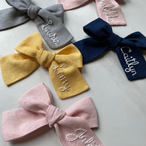 Customized Hand Embroidered Name Bow-Monogramed Bow Personalized Bow-Personalized Name Bow image 3