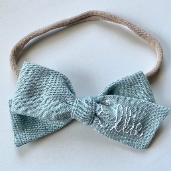 Newborn Size Personalized Name Bow