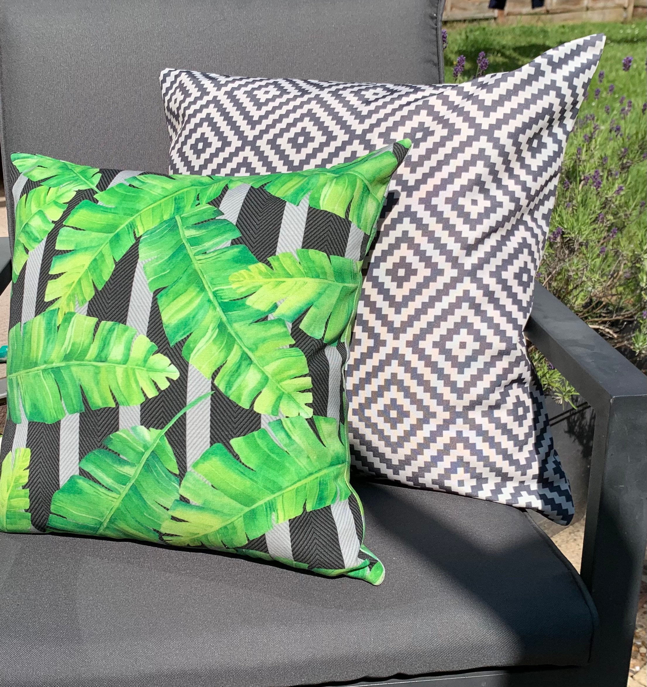 Stylish Outdoor Aztec Water Resistant Cushion Covers in Grey Etsy