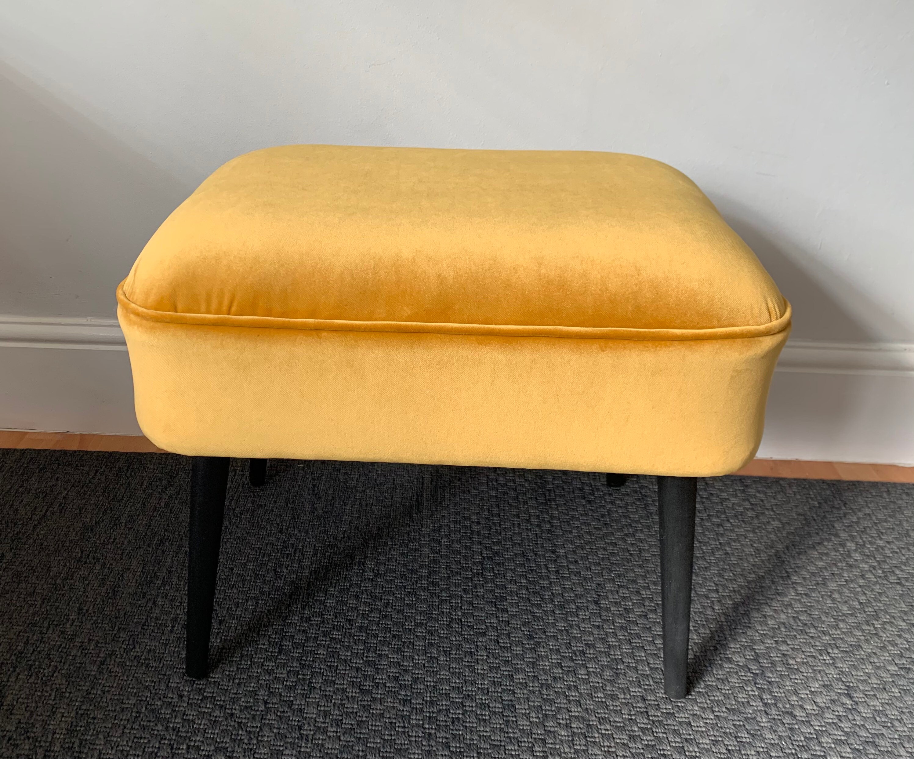 Contemporary Mustard Velvet Footstool Etsy