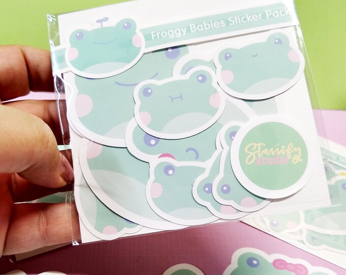Froggy Babies Sticker Pack - Pastel Stickers, Frog Stickers, Kawaii Sticker Pack, Pastel Sticker Pack, Sticker Pack, Cute Laptop Stickers