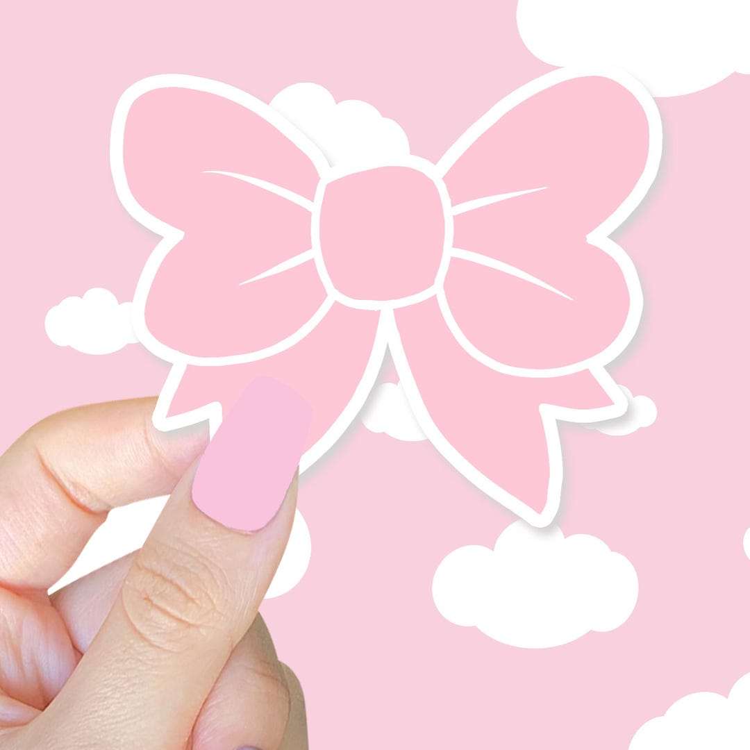 Pastel Pink Bow Sticker - Kawaii Laptop Decal - Etsy