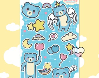 Bear Friends Sticker Sheet - Bear Sticker Sheet, Kawaii Sticker Sheet, Cute Sticker Sheet, Adorable Sticker Sheet, Cute Bears Decal