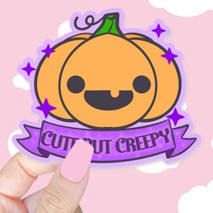Creepy And Cute Pumpkin Die Cut Sticker - Kawaii Sticker, Magic Sticker, Halloween Sticker, Pumpkin Sticker, Kawaii Halloween, Cute Sticker