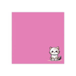 Kitten Illustration Bright-Crisp Post-it Notes | Vivid Pink Sticky Pads