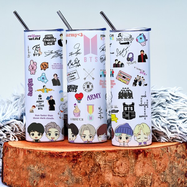 Bts Cartoon Tumbler, Bts Tumbler Wrap, 20 Oz Tumbler Wrap Lgbt, Bts 21, Bts Tumbler Design, Bts Tumbler Png, Bts Sublimation Wrap, Bts Png