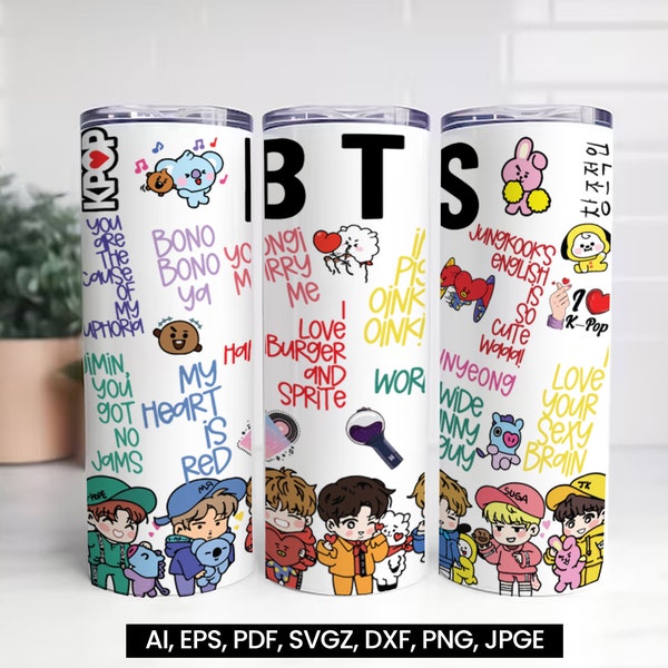 Bts Sublimation Wrap, Bts Cartoon Tumbler, Bts Tumbler Wrap, 20 Oz Tumbler Wrap Lgbt, Bts 21, Bts Tumbler Design, Bts Tumbler Png, Bts Png