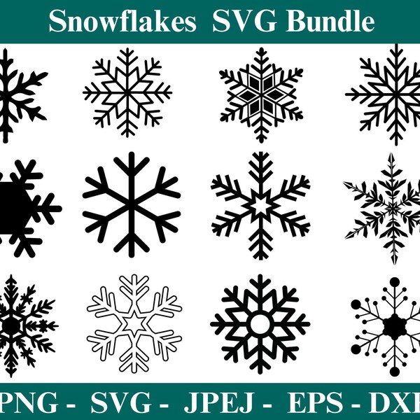 Snowflakes Svg Bundle, Snowflakes Png, Flake Winter Svg, Christmas Snowflake Svg, Merry Christmas Png, Silhouette Svg, Snowflakes Digital