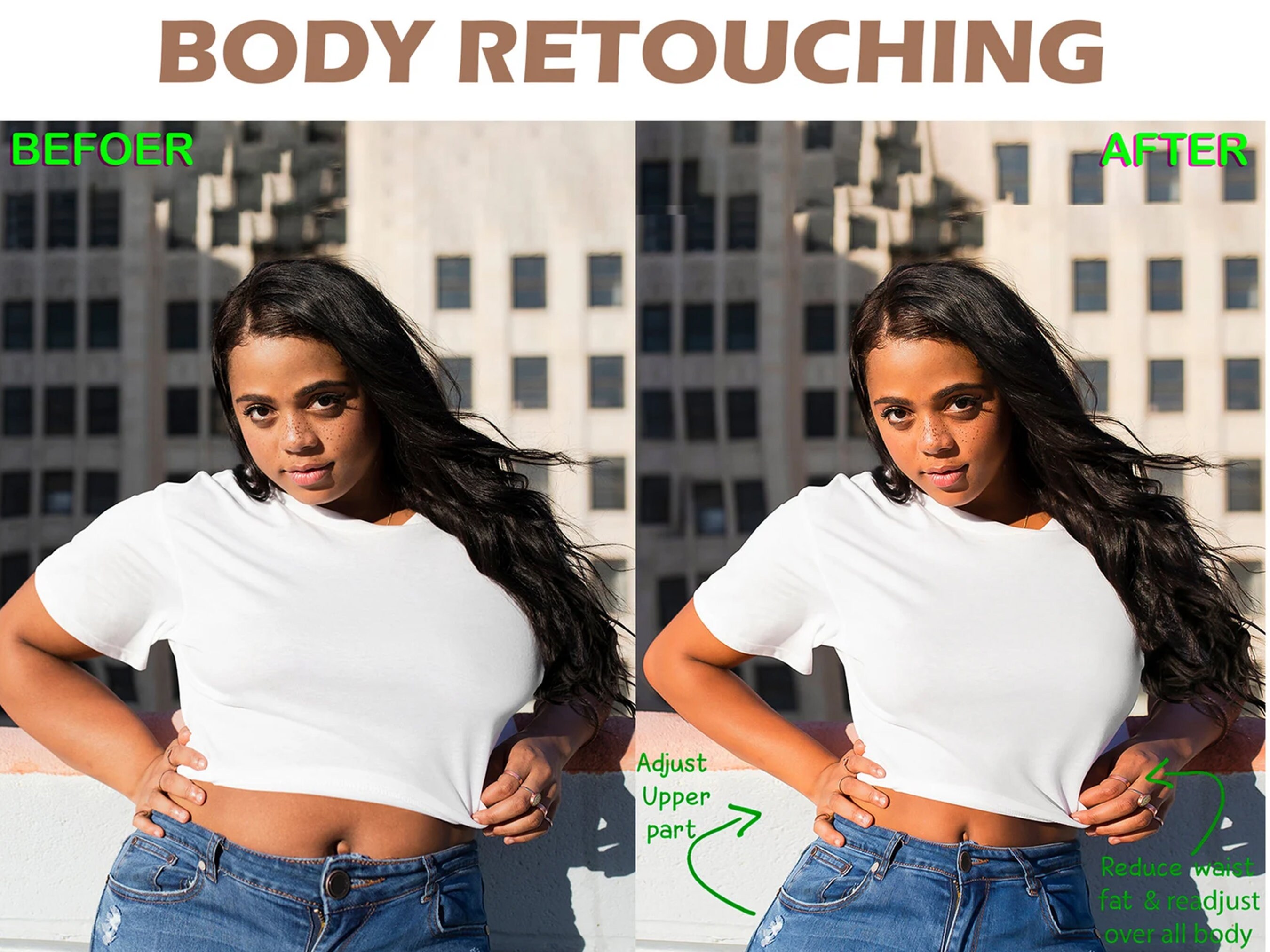 Professional Body Slimmer Editing Color Fair Edit Reduce Chest Face Fat Adjust Upper Part Edit