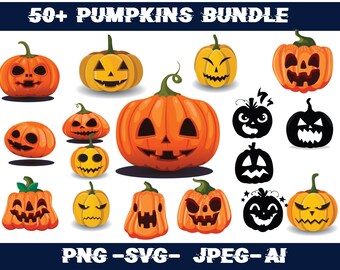 Kürbis Gesicht SVG, Halloween SVG Bundle, süße Kürbis Gesichter svg, Gesicht svg, Halloween Png, Halloween Clipart, Jack O Lantern Gesichter svg, SVG PNG