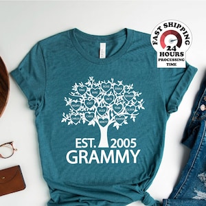 Custom Grandma-Grandpa, Mother-Father Family, Heart Tree With All Grandkids-Children Names Shirt, Personalized Grandma Gift, Christmas Gift