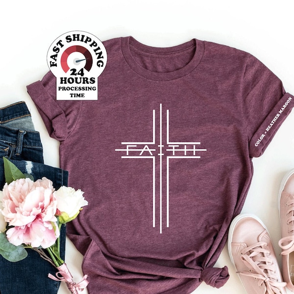 Faith T-shirt, Jesus, Christian Shirt, Faith Shirt, Vertical Cross, Cross, Faith Cross, Religious Shirt, Church, Disciple, Love,Grace, Faith