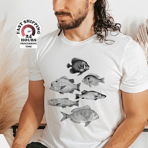 Fish shirt, Men Fish T Shirts, Fishing Gift for Him, Fisherman Shirt Gift for Men, Athletic Gray
