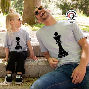 Chess king and pawn matching dad and kiddo shirt or bodysuit gift set,fathers day gift, fathers day shirt,happy fathers day,father daughter