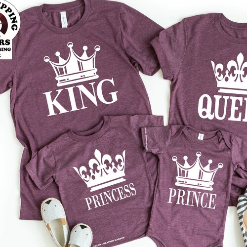 King Queen Prince Princess Tshirts Family Matchaing Etsy