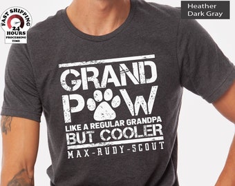 Grand Paw Shirt - Dog Grandpa - Cat Grandpa Shirt - PawPaw Soft Comfortable T Shirt - Customized Dog Grandpaw shirt with YOUR Pet's Names