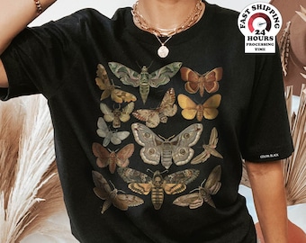 Moth Shirt Cottagecore Shirt Bug Shirt Aesthetic Tshirt Insect Shirt Moth Tees Cottage Core Shirt Goblincore Clothing Dark Academia Shirt