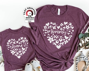 Heart mom shirt, Mom and me shirt , Mommy and me Shirts, mothers day gift, gift for new mom, 1st mothers day gift idea, Plus size,4xl,5xl