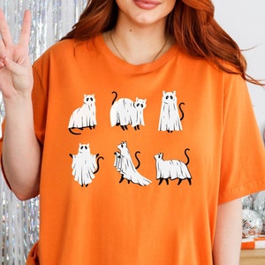 Сute Ghost Cat Shirt, , Black Cat Shirt, Halloween Cat Shirt, Cat Lover Gift, Ghost Cat t-shirt, Funny Ghost Cat, Halloween Party Costume
