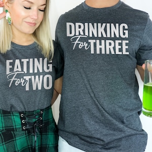 Eating For Two Drinking For Three Tshirt, Pregnancy Announcement, New Dad Gift, Matching Shirts, Congratulations Pregnancy Gift, Mom Life