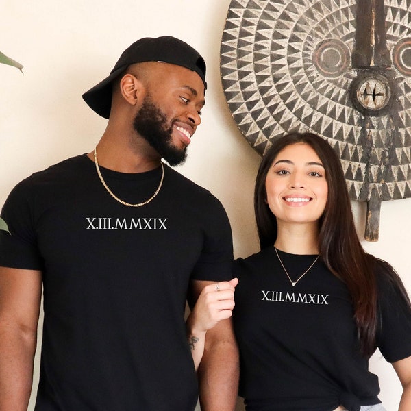 Custom Roman Numeral Tshirts, Custom Tshirt, Personalized Gifts, Couple Gifts, Matching Couple, Custom Gift, Tshirt Designs, Valentine Gifts