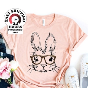 Bunny With Leopard Glasses Shirt Easter Shirt Easter Bunny - Etsy