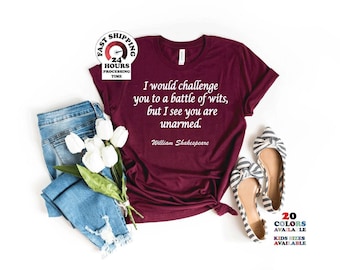 William Shakespeare Quote Shirt, Battle of Wits, Shakespeare Shirt, Book Reader, English Teacher Gift, Literary Shirt, Literature Gift