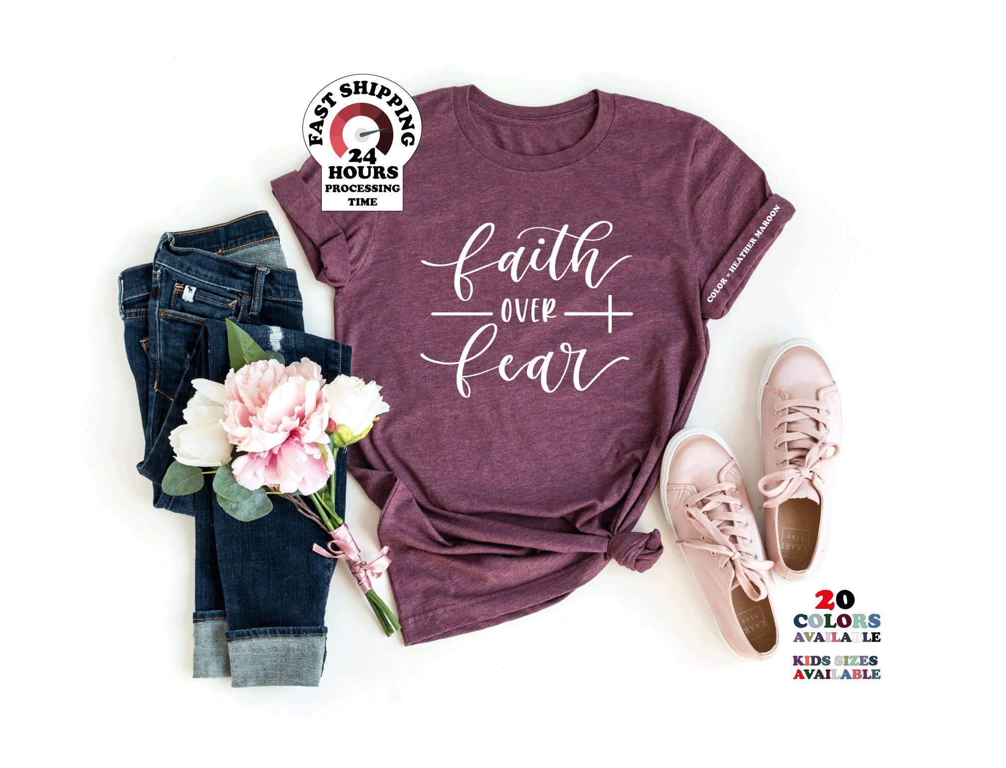 Faith Over Fear Leopard Long Sleeve Tee main image 1