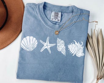 Comfort Colors® SeaShell Shirt, Beach T-Shirt, Summer Woman Shirt, Graphic Aesthetic Shirt, Ocean Lover Gift, SeaShell T-Shirt, y2k shirt,