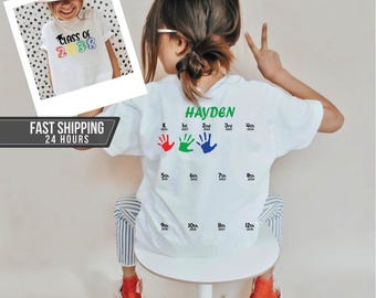 Personalized Class Of 2038 Handprint Shirt, Kindergarden shirt, First Day of School Shirt, Grow With Me Shirt, Kids Shirt