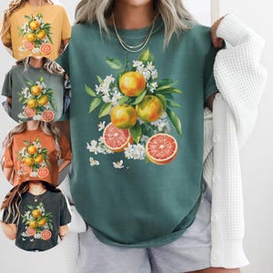 Comfort Colors®, Vintage Orange tshirt, Art Graphic Fruit Shirt, Pastel Drawing Oranges Shirt, Foodie Vintage Graphic Shirt, Flowers shirt