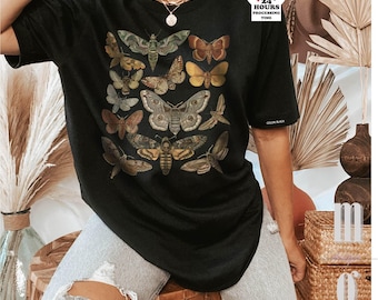 Moth Shirt Cottagecore Shirt Bug Shirt Aesthetic Tshirt Insect Shirt Moth Tees Cottage Core Shirt Goblincore Clothing Dark Academia Shirt