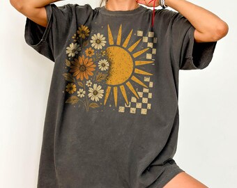 Comfort Colors Fall Floral Shirt: Flower Fall Thanksgiving tShirt, Garden, Womens Christmas t-Shirt, Cottagecore Sunflower Sunshine Tee