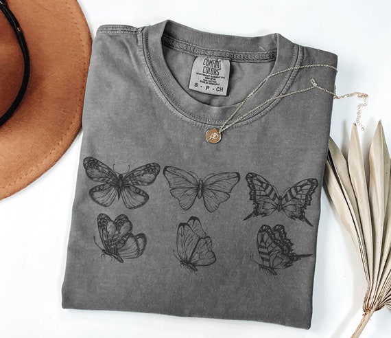 Dark Cottagecore Butterfly Shirt, Moth Aesthetic Tshirt, Nature Lover TShirt, Soft Comfort Colors Tee, Gift For Her, Boho T-Shirt