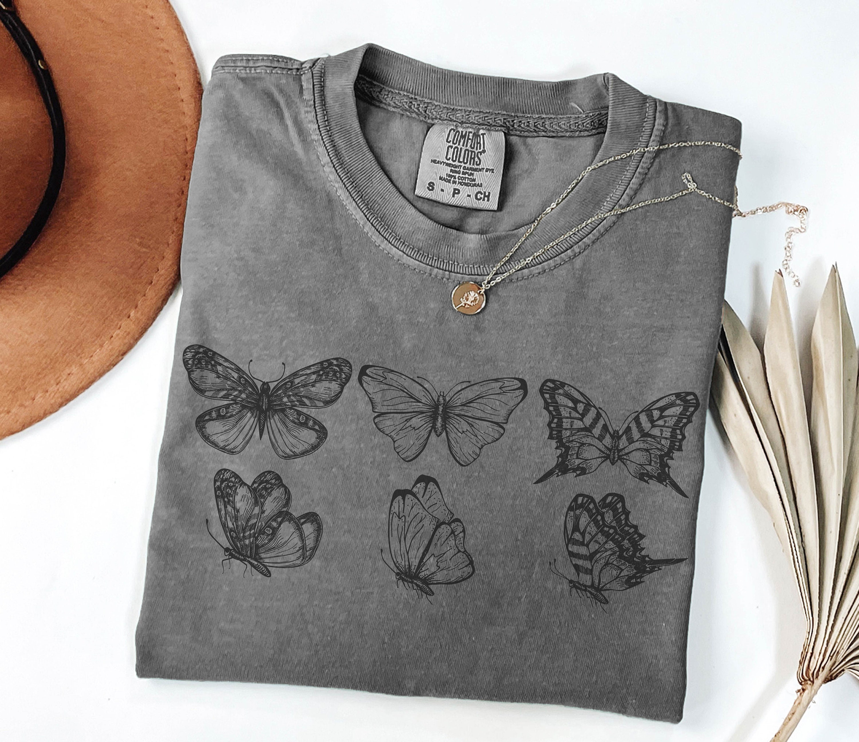 Dark Cottagecore Butterfly Shirt, Moth Aesthetic Tshirt, Nature Lover TShirt, Soft Comfort Colors Tee, Gift For Her, Boho T-Shirt