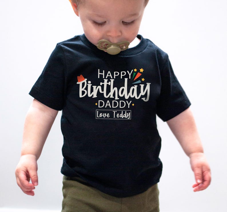 Happy Birthday Daddy Shirt, Dad Gift, Fathers Day Gift, Birthday gift for Daddy, Gift for Him, Personalization Gift shirt, Kid Name Shirt image 1