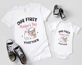 First mothers day shirt 2025, New mommy shirts, Mothers day matching outfit, Our first mothers day shirt,  Mom girl baby shirt, Mom boy baby