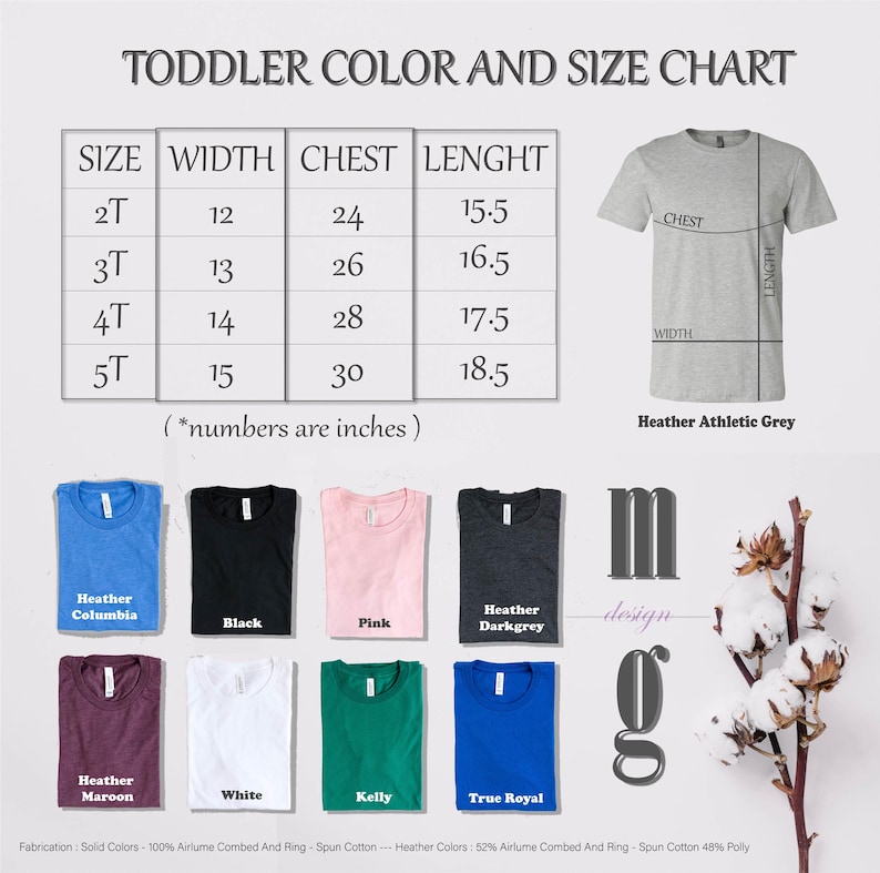 a t - shirt size guide for a toddler and size chart