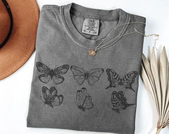 Dark Cottagecore Butterfly Shirt, Moth Aesthetic Tshirt, Nature Lover TShirt, Soft Comfort Colors Tee, Gift For Her, Boho T-Shirt