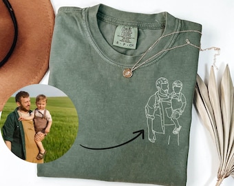 Comfort Colors Custom Portrait Shirt from Photo: Personalized T-shirt for Dad, Mom, Family Friend
