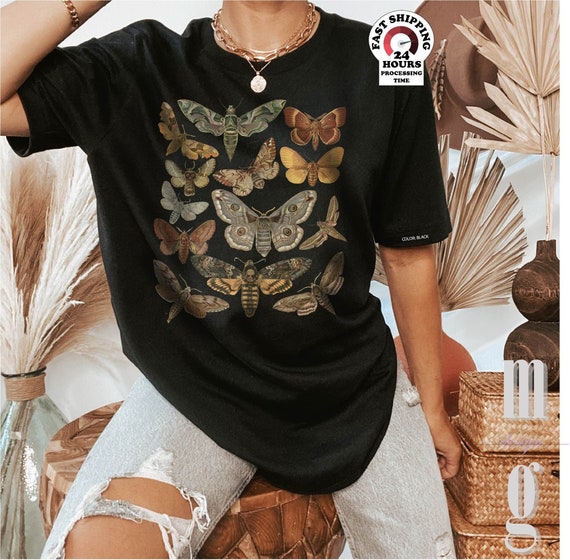 Moth Shirt Cottagecore Shirt Bug Shirt Aesthetic Tshirt Insect Shirt Moth Tees Cottage Core Shirt Goblincore Clothing Dark Academia Shirt