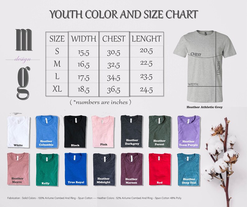 a t - shirt size chart for a youth's t - shirt