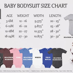 a baby bodysuit size chart for a baby