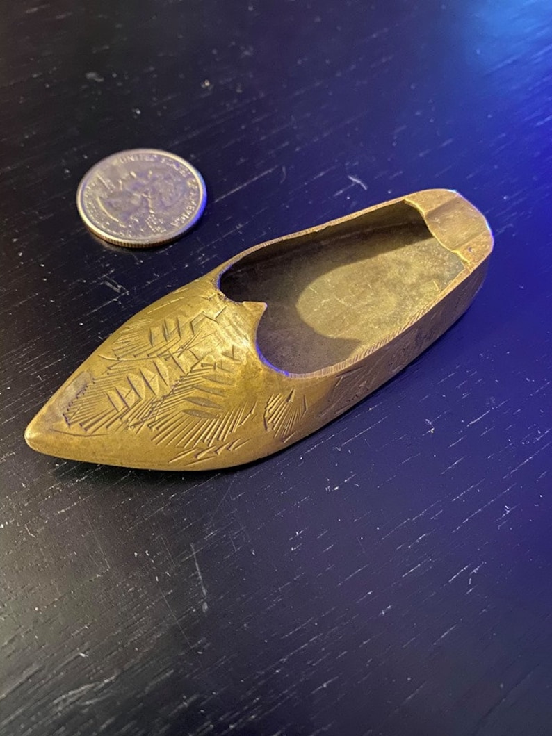 Solid Brass Shoe Ashtray made in India Vintage Item in Etsy
