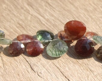 Rutile Faceted Hearts Strand, Rutile Faceted  Briolette Strand,Mix Rutile Strand,Natural Rutile Strand,Making For Jewellery:D-63