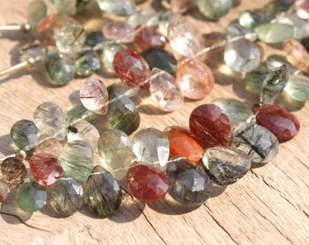 Rutile Faceted Pears Strand, Rutile Faceted  Briolette Strand,Mix Rutile Strand,Natural Rutile Strand,Making For Jewellery:D-61