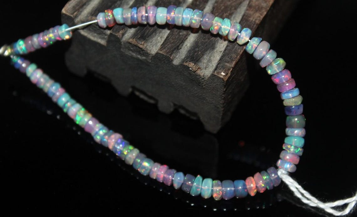 Purple Ethiopian Fire Opal Smooth Beads Strand,opal Rondelle Beads ...